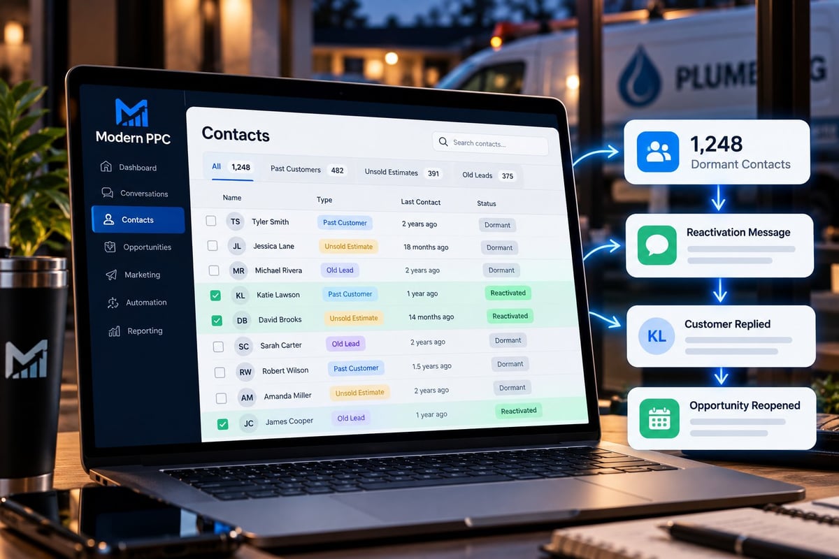 Database Reactivation for Plumbers Plumbing CRM reactivating dormant leads, unsold estimates, and past customers